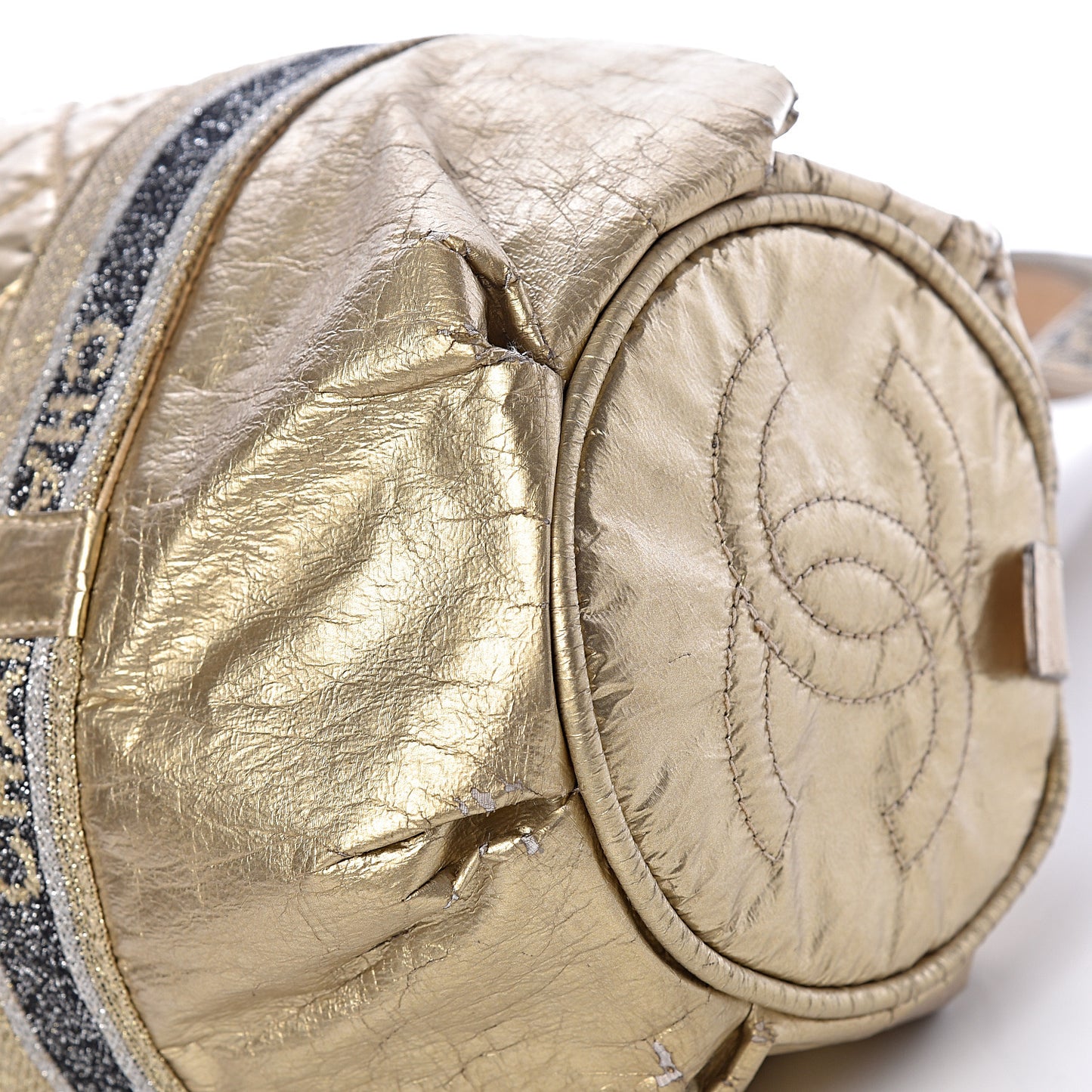 Metallic Coated Canvas Sport Duffle Gold