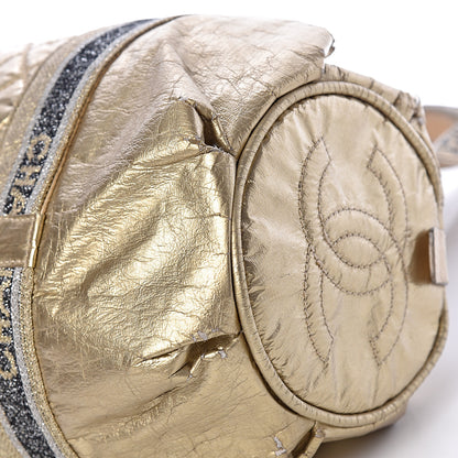 Chanel Metallic Coated Canvas Sport Duffle Gold 10 of 23