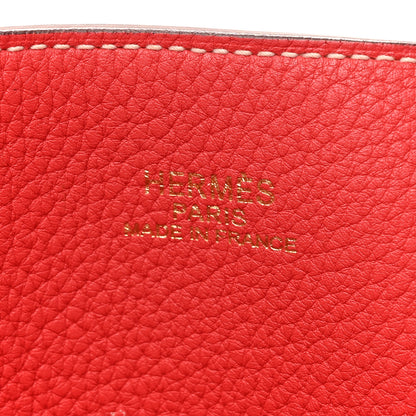 Hermes Taurillon Clemence Double Sens 36 Reversible Tote Rubis Bougainvillea 9 of 20
