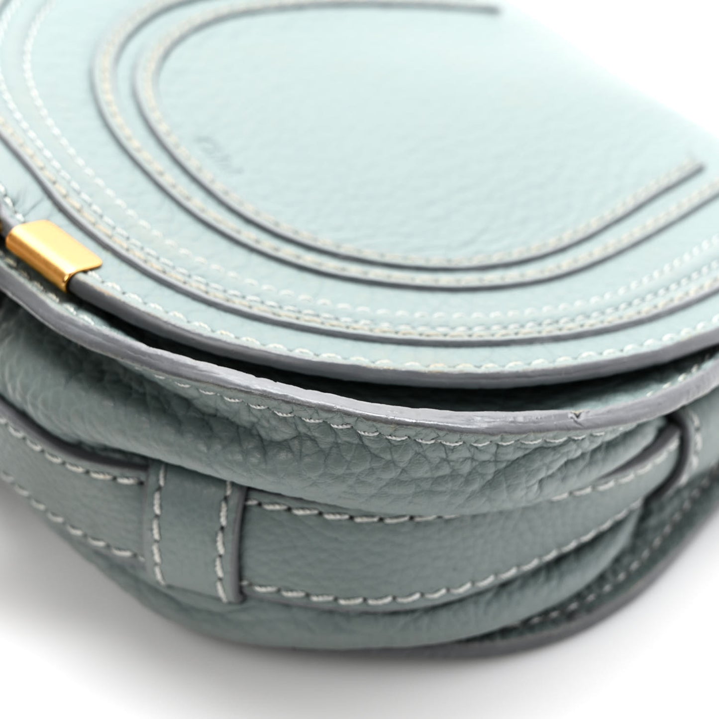 Calfskin Mini Marcie Round Crossbody Bag Faded Blue