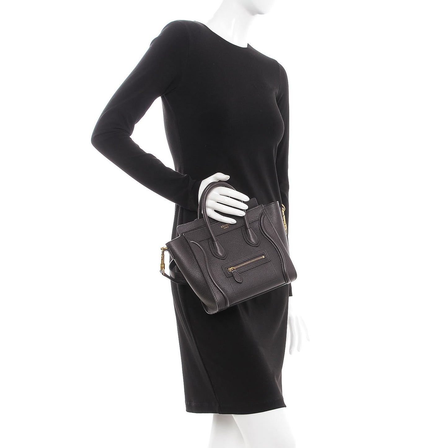 Drummed Calfskin Nano Luggage Liquorice