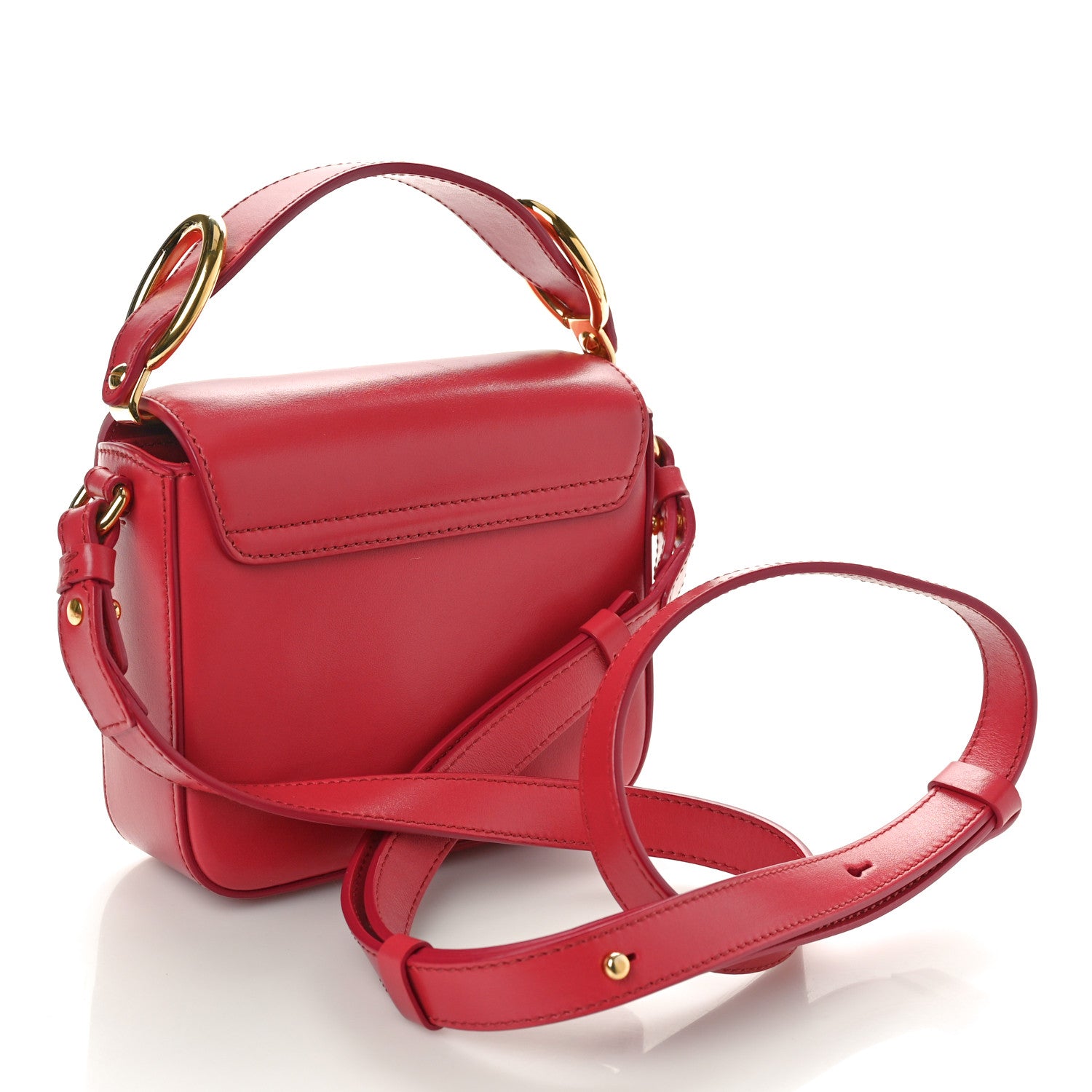 Chloe Shiny Calfskin Suede Mini C Double Carry Scarlet Pink 3 of 10