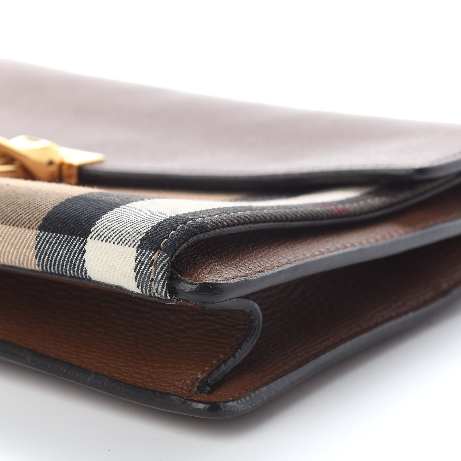 Burberry Derby Calfskin House Check Small Macken Crossbody Bag Tan 10 of 11