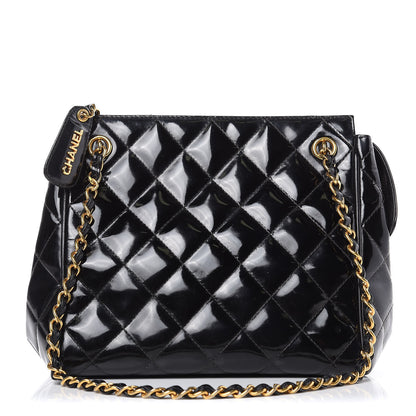 Chanel Patent Quilted CC Shoulder Bag Black 1 of 14