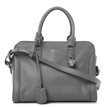Alexander McQueen Pebbled Calfskin Small Skull Padlock Zip Around Tote Dark Grey 1 of 10