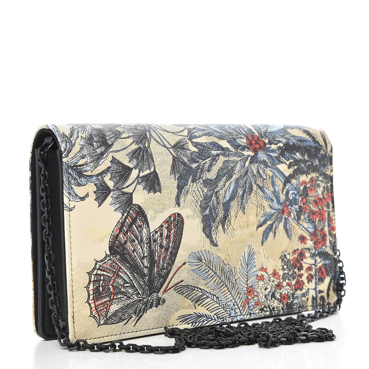 Christian Dior Calfskin Lady Dior Toile De Jouy Clutch Denim Blue 4 of 15