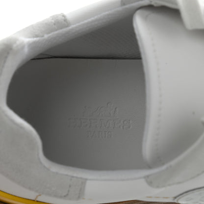 Hermes Technical Canvas Calfskin Womens Drive Sneakers 38 White 7 of 10