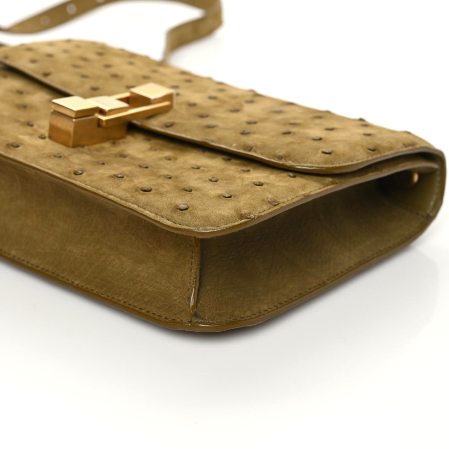 Saint Laurent Ostrich Carre Satchel Green 6 of 8