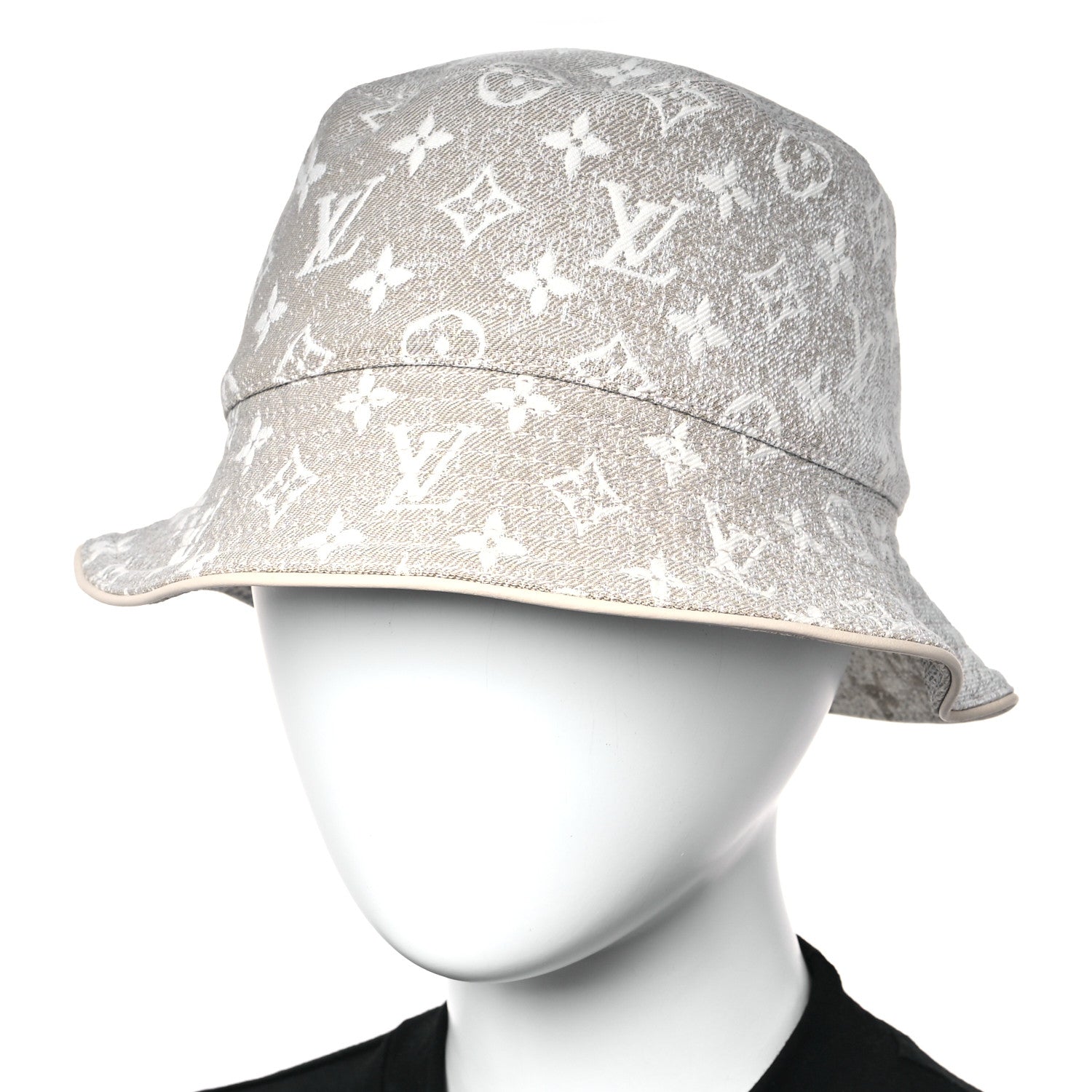 Louis Vuitton Monogram Denim Jacquard Bucket Hat S Beige 2 of 9