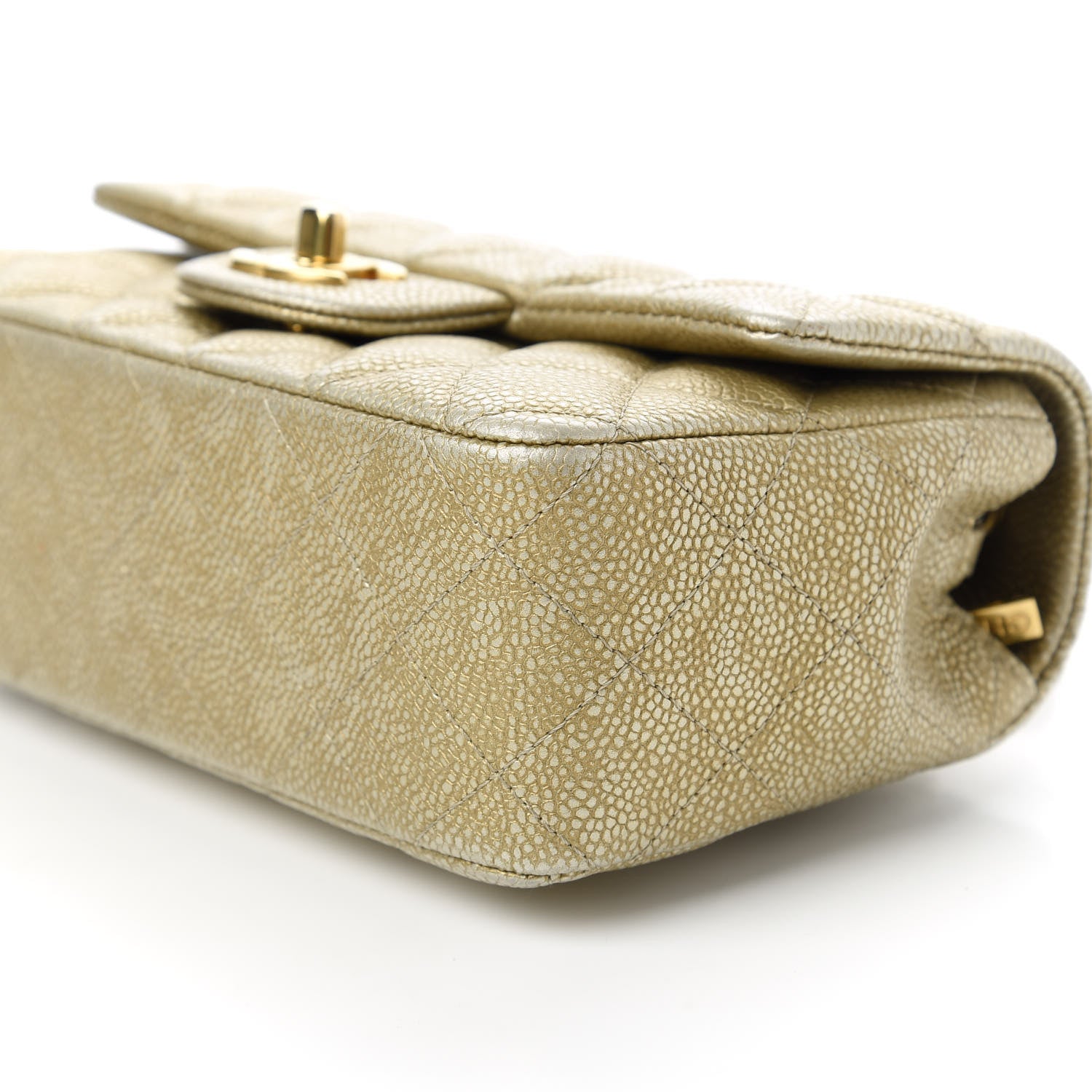 Chanel Metallic Caviar Quilted Mini Rectangular Flap Gold 7 of 11