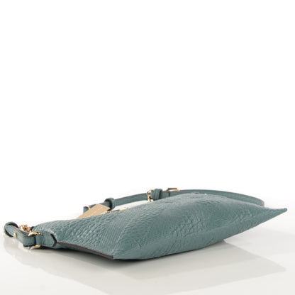 Burberry Signature Grain Calfskin Check Embossed Peyton Crossbody Clutch Bag Celadon Blue 4 of 8