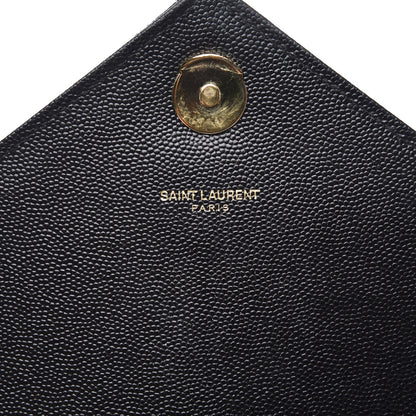 Saint Laurent Grain De Poudre Matelasse Chevron Large Monogram Satchel Black 7 of 9