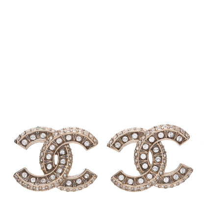 Chanel Crystal Timeless CC Earrings Light Gold 1 of 5