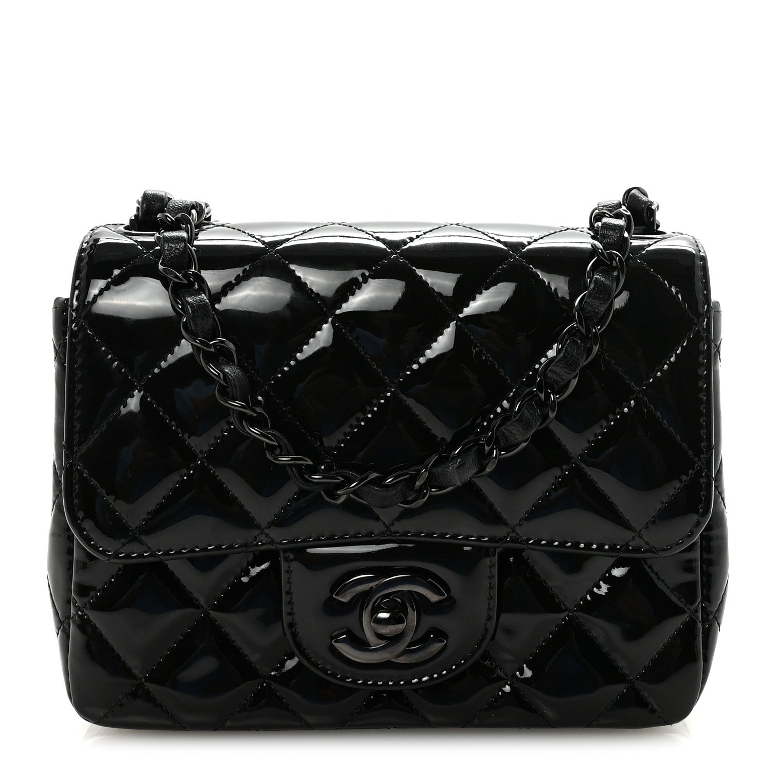 Chanel Patent Calfskin Quilted Mini Square Flap So Black 1 of 11