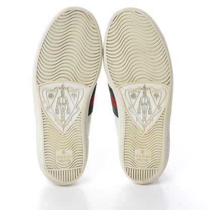Gucci Calfskin Ayers Bee Embroidered Womens Ace Sneakers 36 White Green 6 of 10