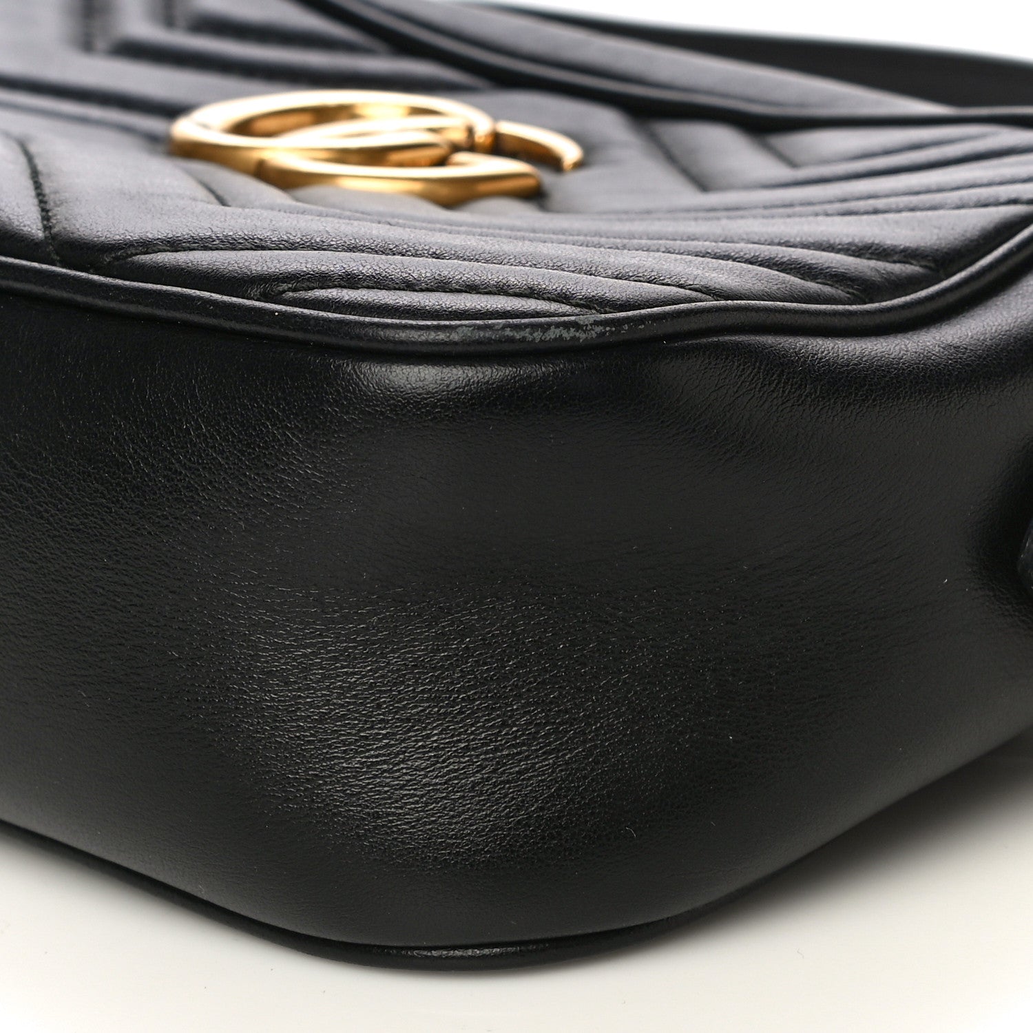 Gucci Calfskin Matelasse Small GG Marmont Chain Shoulder Bag Black 10 of 11