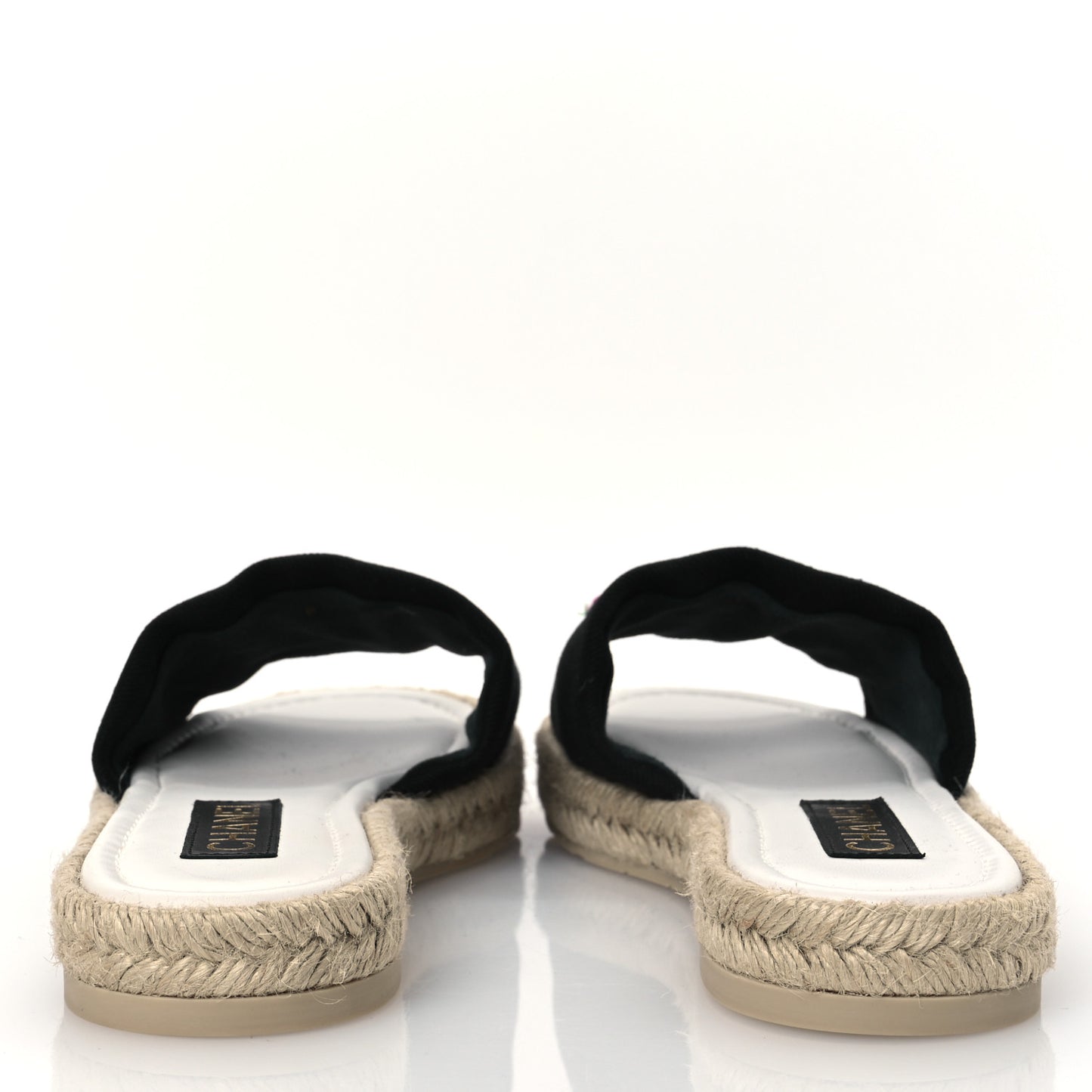 Cotton Floral CC Espadrille Slip On Sandals 40 Black