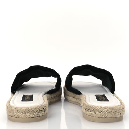 Chanel Cotton Floral CC Espadrille Slip On Sandals 40 Black 6 of 13