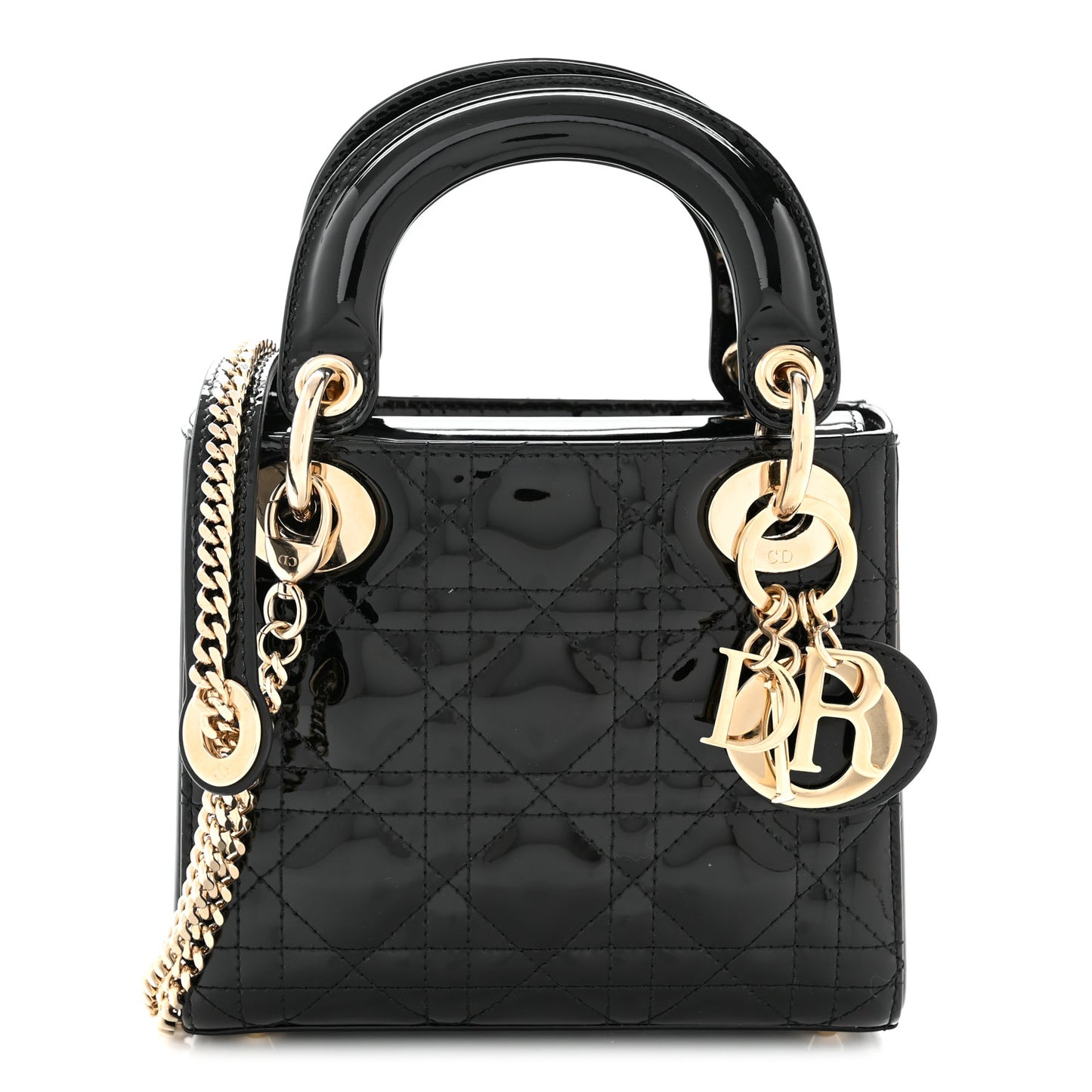 Patent Cannage Mini Lady Dior Black