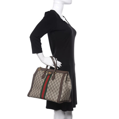 Gucci GG Supreme Monogram Web Medium Ophidia Tote Bag Brown 2 of 17
