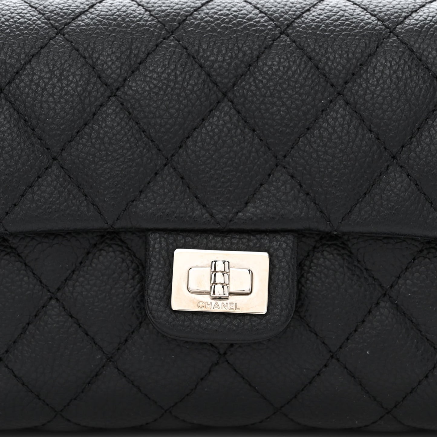 Grained Calfskin Quilted 2.55 Reissue Flap Belt Bag Clutch Black