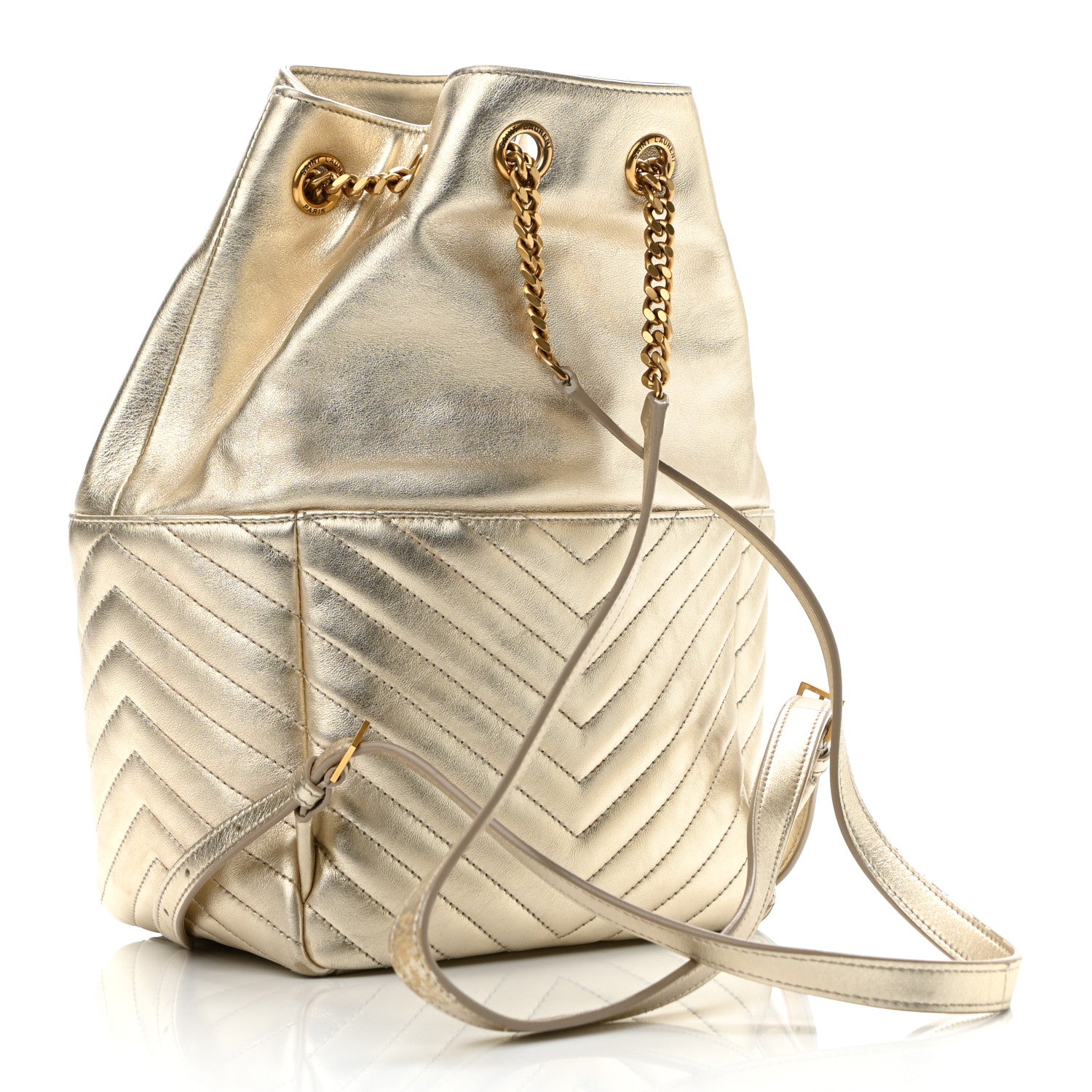 Saint Laurent Lambskin Matelasse Monogram Joe Backpack Pale Gold 3 of 10