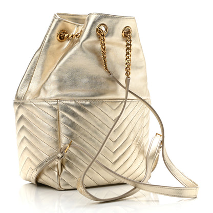 Saint Laurent Lambskin Matelasse Monogram Joe Backpack Pale Gold 3 of 10