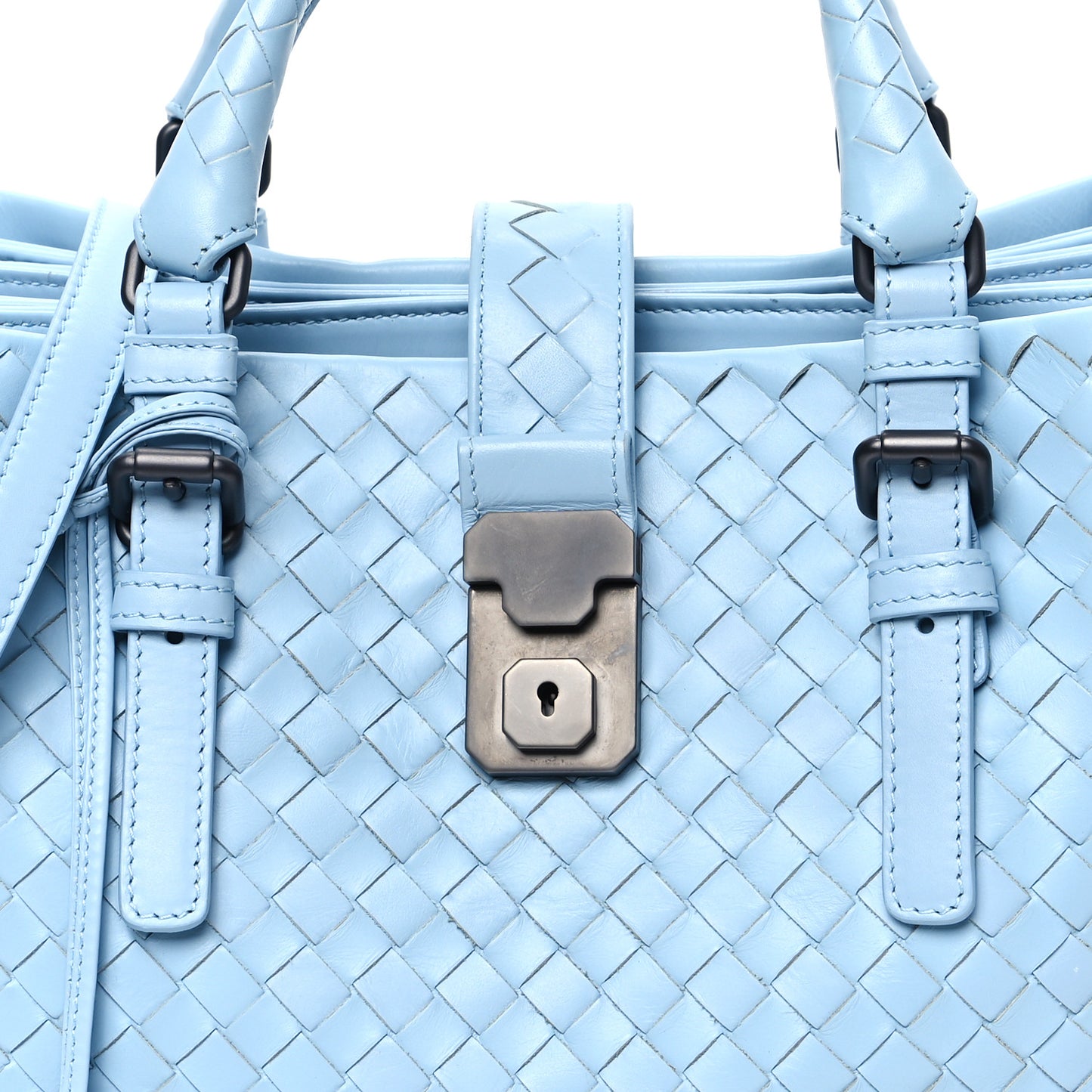 Light Calf Intrecciato Small Roma Topazio