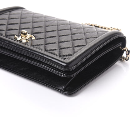 Chanel Glazed Crackled Calfskin Wallet On Chain WOC Black 6 of 11