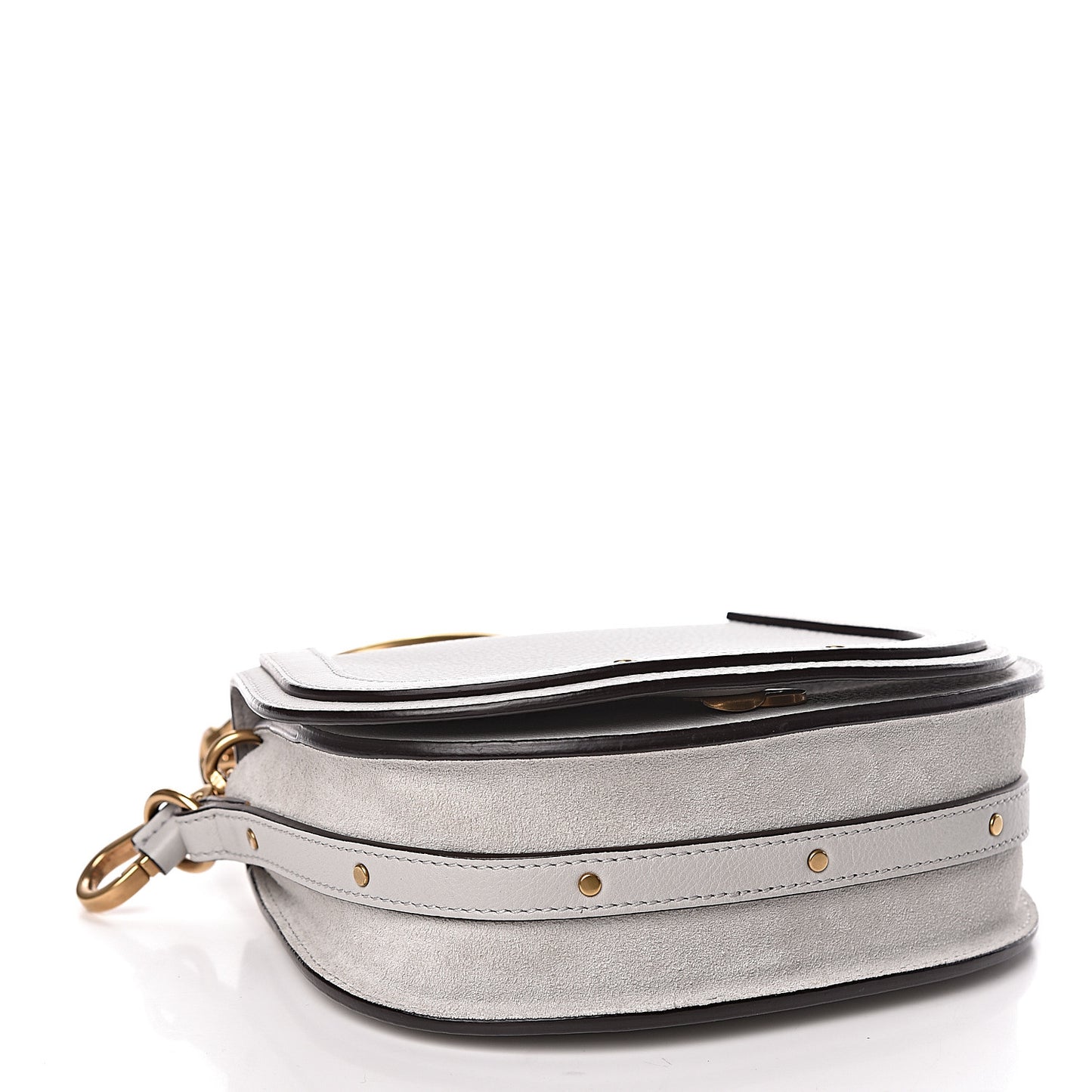 Calfskin Suede Small Nile Bracelet Bag Airy Grey