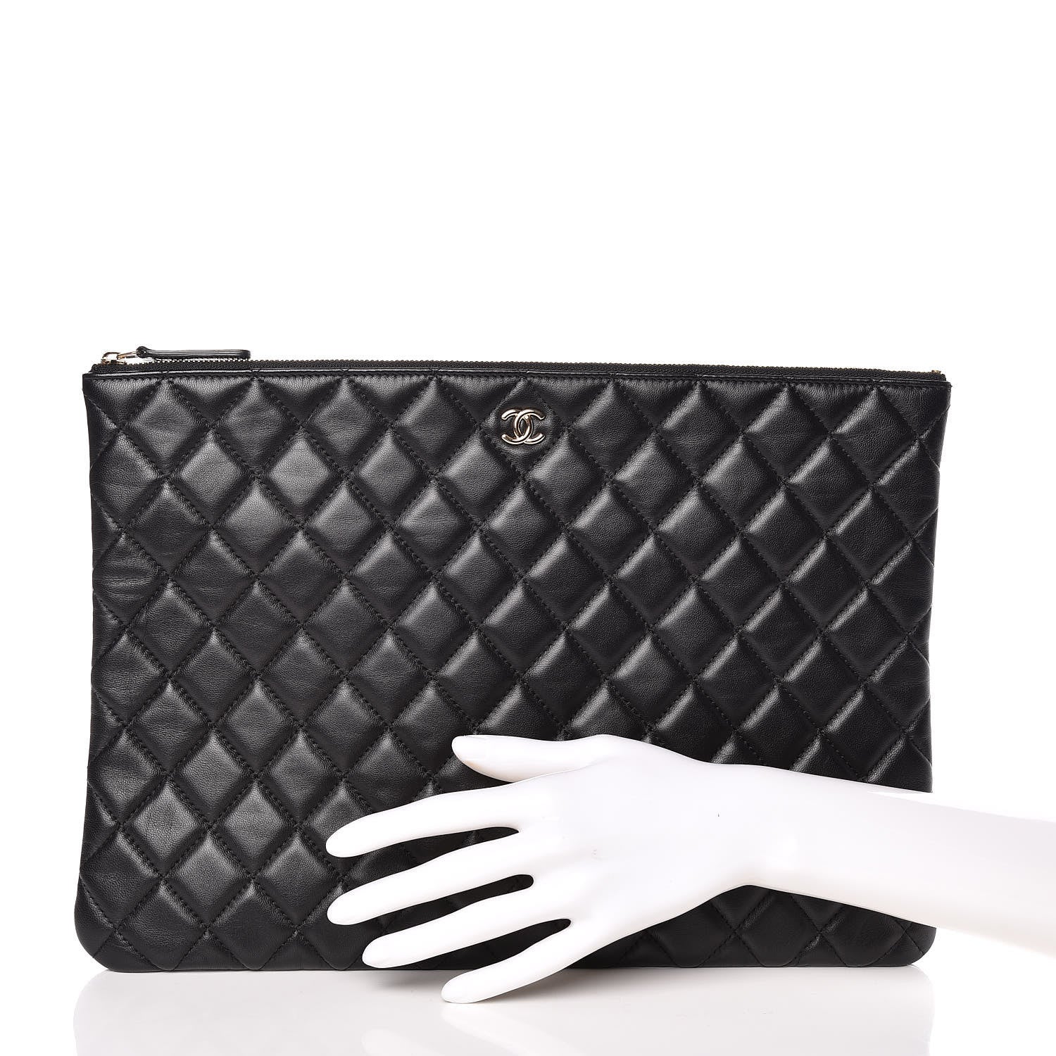 Chanel Lambskin Quilted Large Cosmetic Case Black 2 of 8
