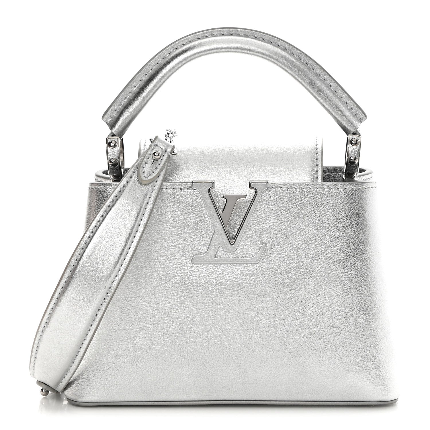 Louis Vuitton Metallic Calfskin Mini Capucines Silver 1 of 11