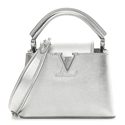 Louis Vuitton Metallic Calfskin Mini Capucines Silver 1 of 11