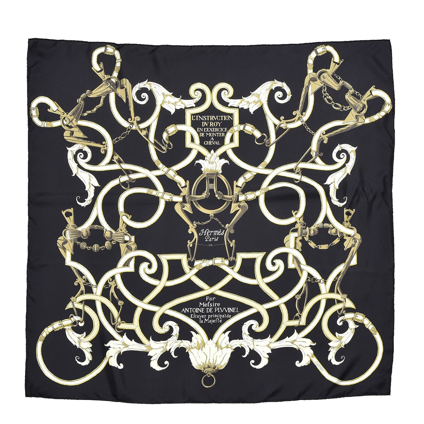 Silk Scarf L'Instruction Du Roy Scarf 90 Black Gold