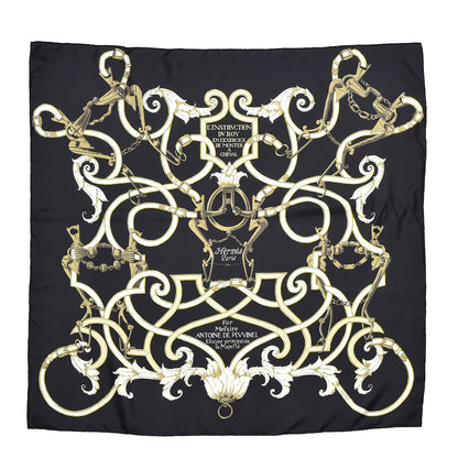 Hermes Silk Scarf L'Instruction Du Roy Scarf 90 Black Gold 1 of 8