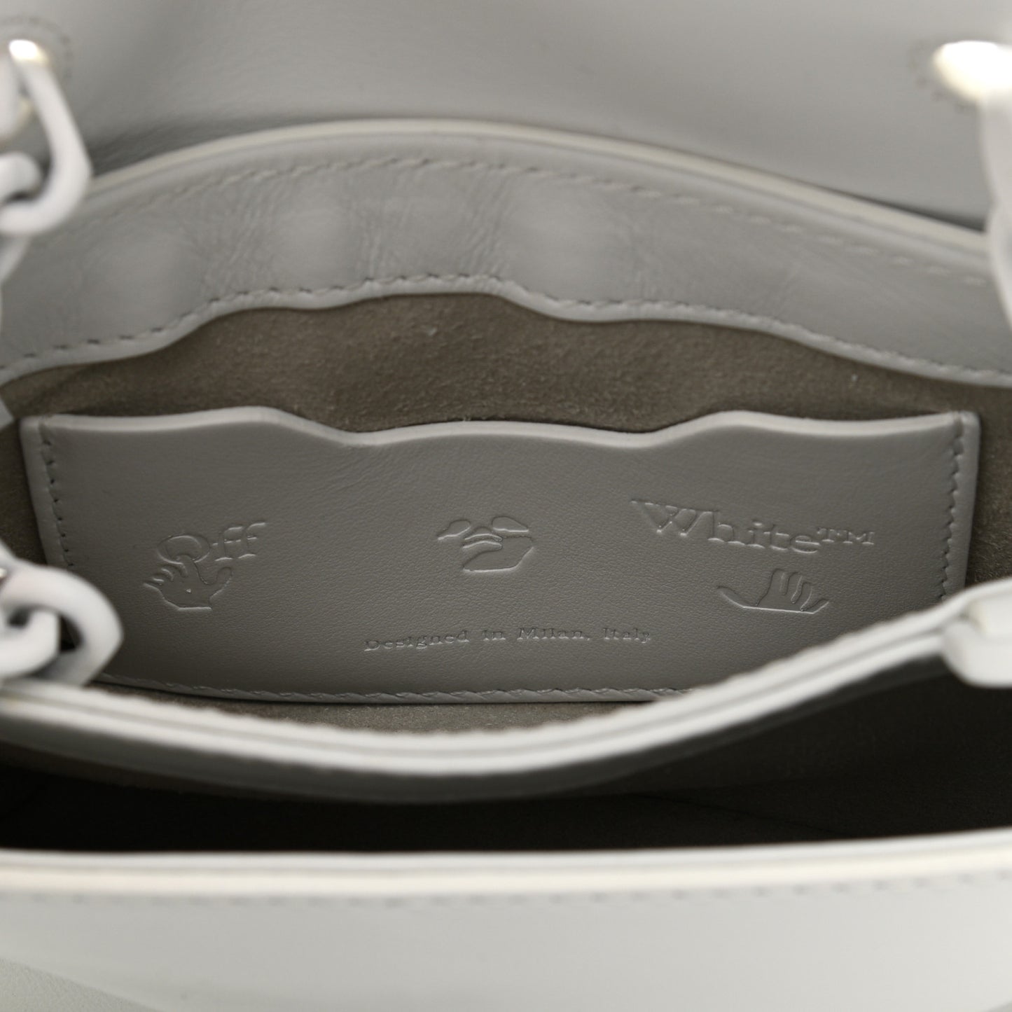 Calfskin Striped Diag Binder Flap Bag White