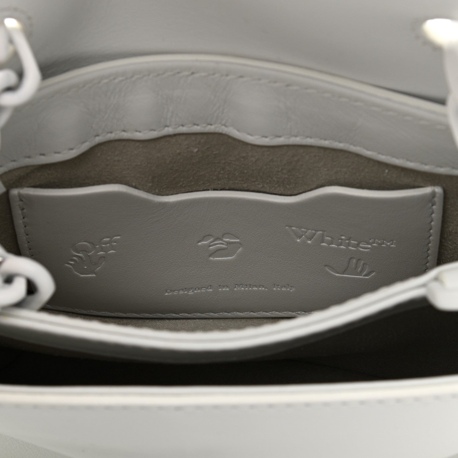 Off-White Calfskin Striped Diag Binder Flap Bag White 6 of 11
