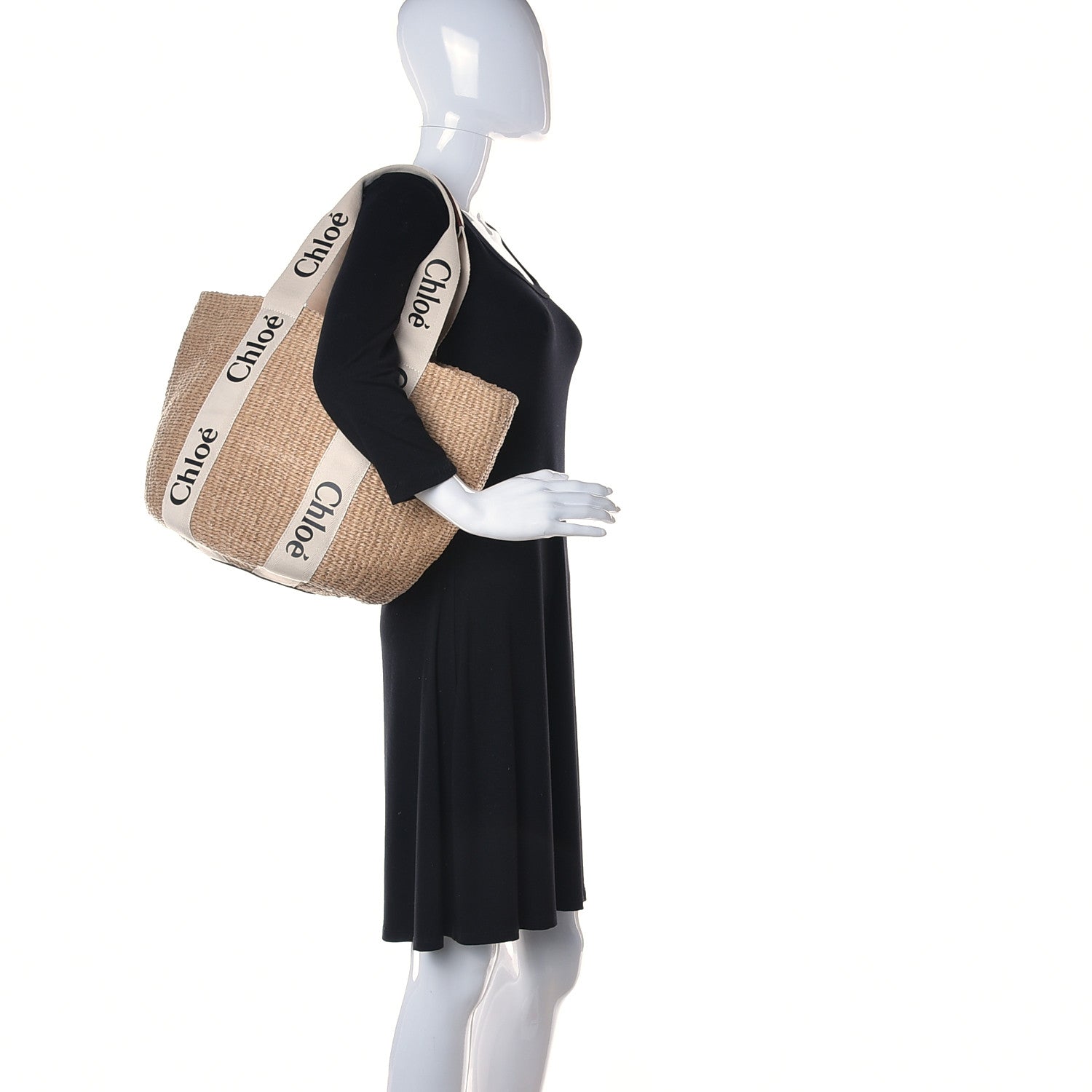 Chloe Raffia Large Woody Tote White 2 of 12