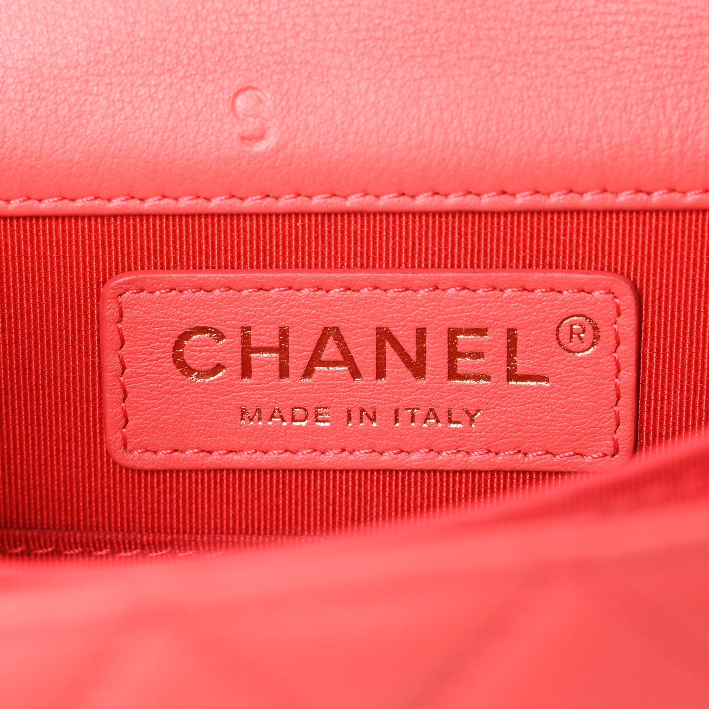 Calfskin Quilted North South Boy Flap Coral