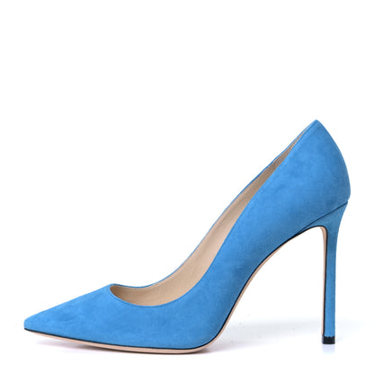Jimmy Choo Suede Romy 100 Pumps 39 Robot Blue 1 of 9