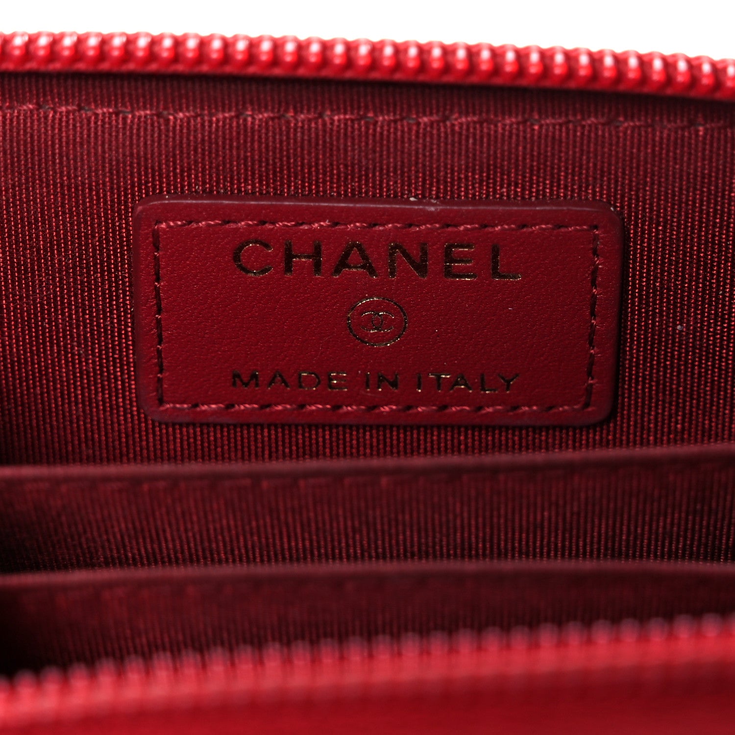 Chanel Lambskin Quilted Boy Zip Around Coin Purse Wallet Red 6 of 14