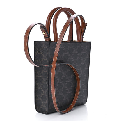 Celine Triomphe Canvas Calfskin Mini Vertical Cabas Tan 3 of 9