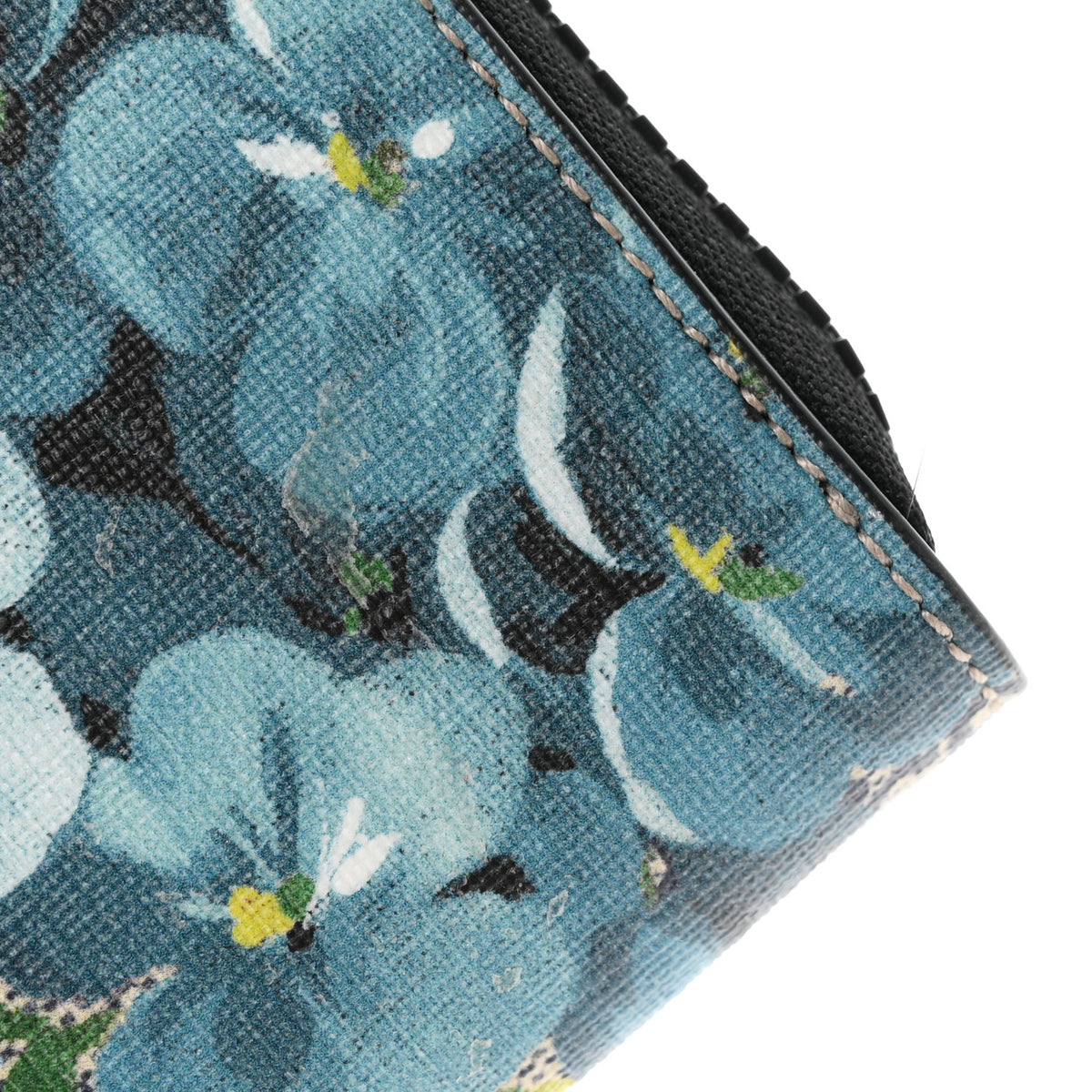 GG Supreme Monogram Blooms Zip Around Wallet Blue