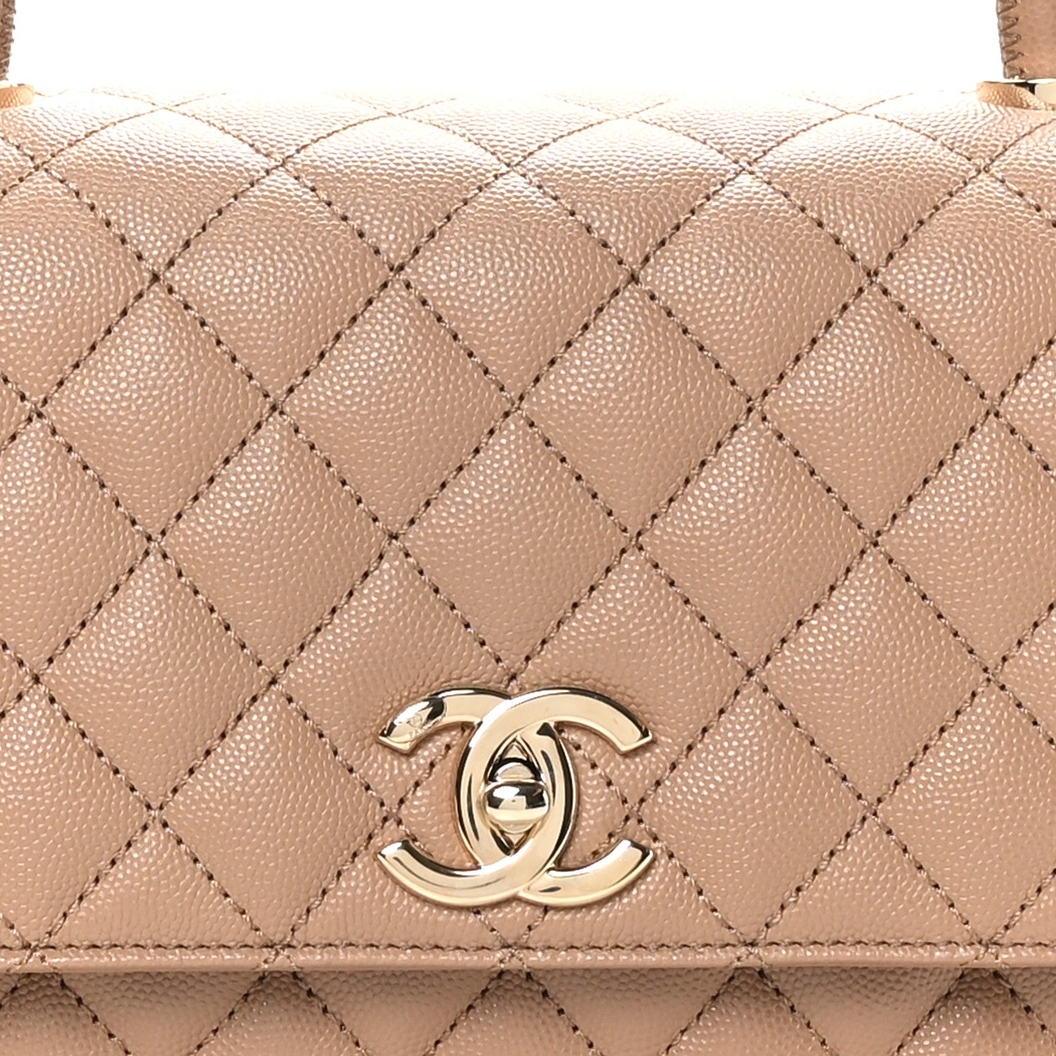 Chanel Caviar Quilted Small Coco Handle Flap Beige 8 of 10