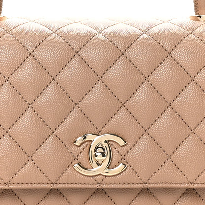 Chanel Caviar Quilted Small Coco Handle Flap Beige 8 of 10
