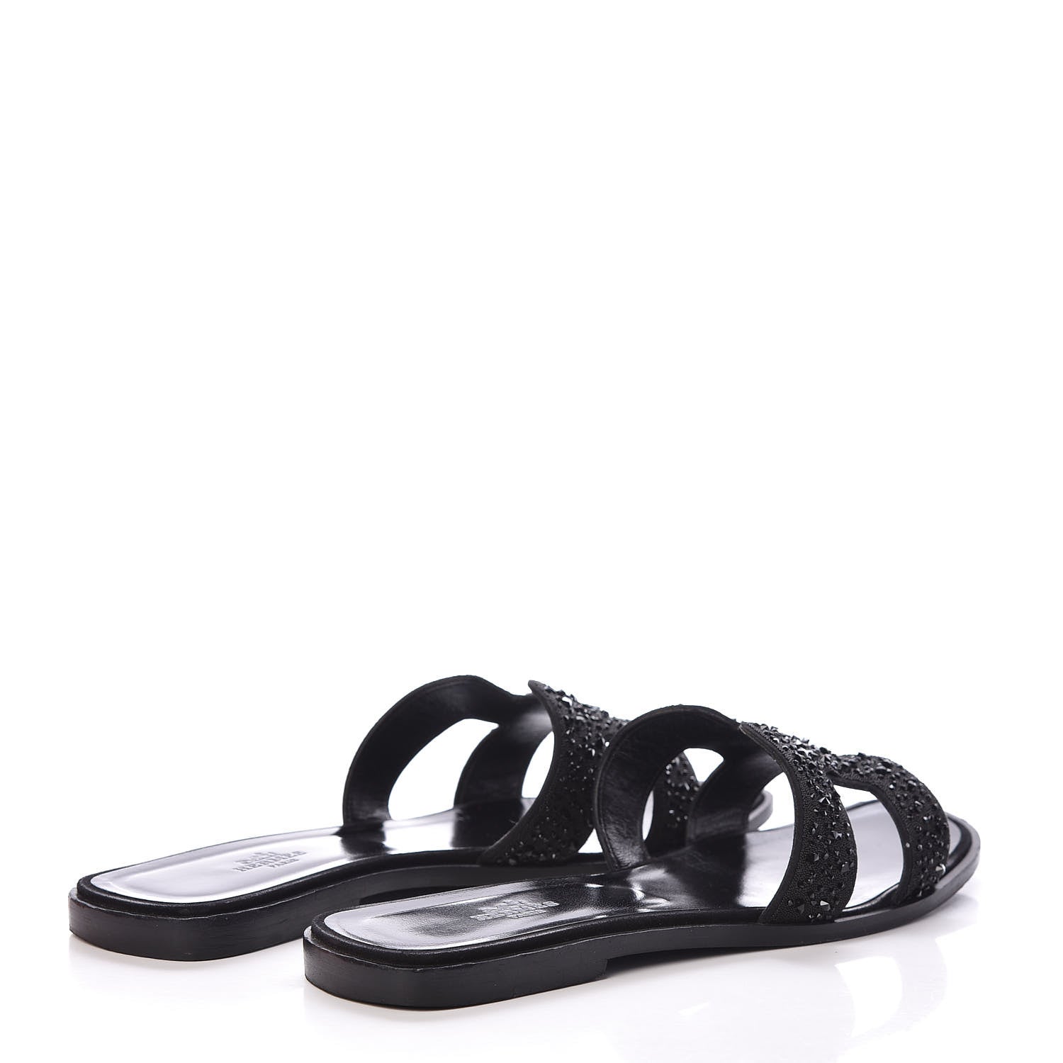 Hermes Calfskin Studded Oran Sandals 40 Black 4 of 8