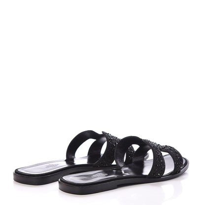 Hermes Calfskin Studded Oran Sandals 40 Black 4 of 8