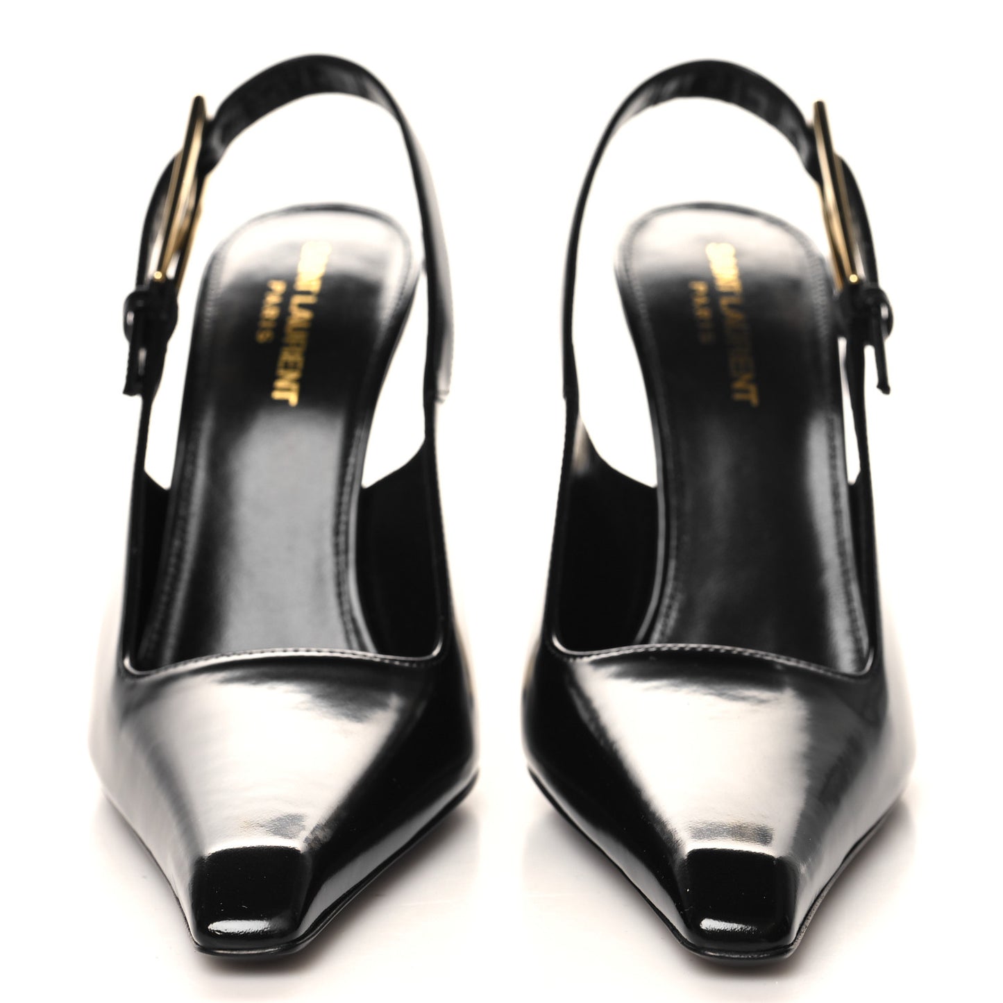 Glazed Calfskin Lee Slingback Pumps 38 Black
