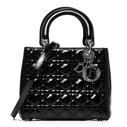 Christian Dior Patent Cannage Medium Lady Dior Black 1 of 9