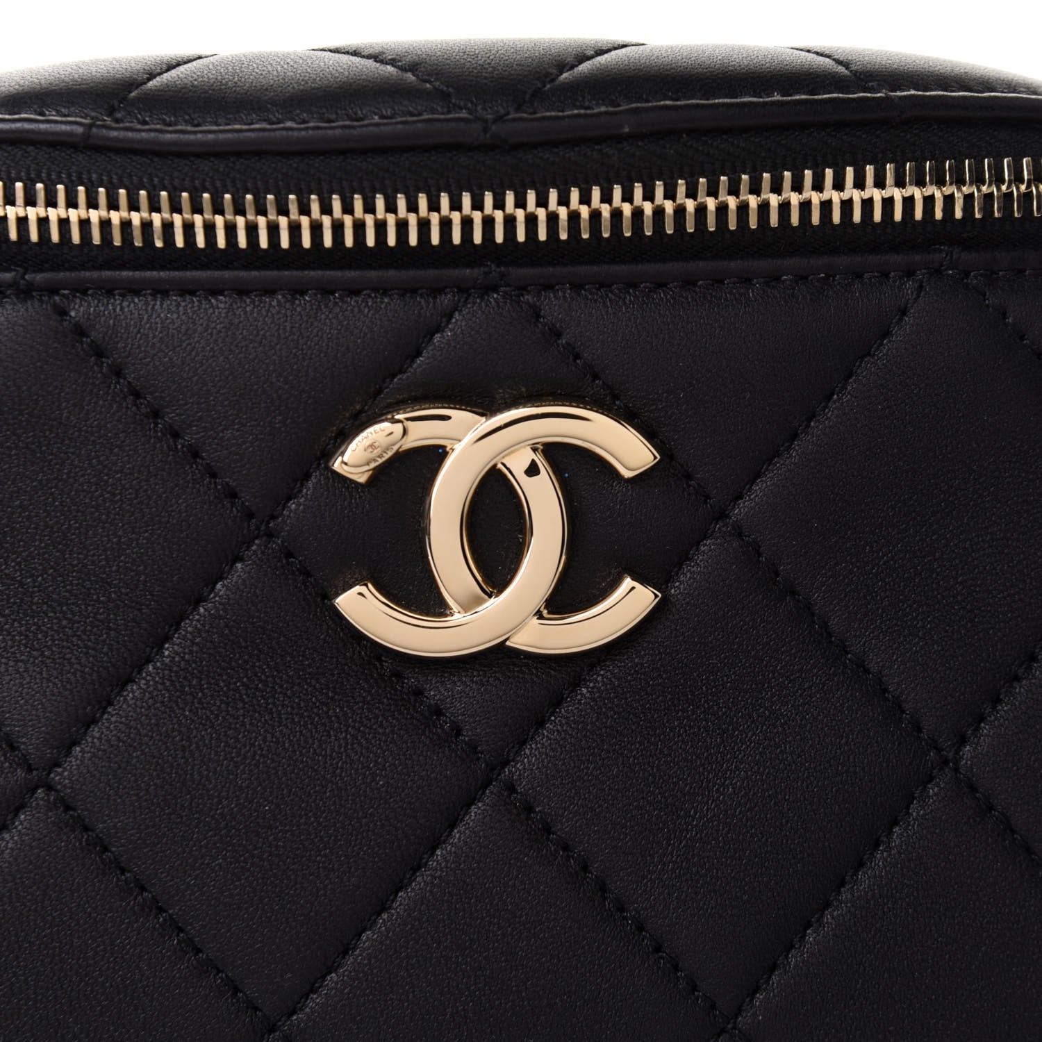 Chanel Lambskin Quilted Resin Bi-Color Waist Bag Fanny Pack Black 7 of 9